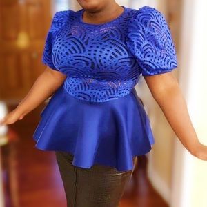 🏝Puffy sleeved Peplum top